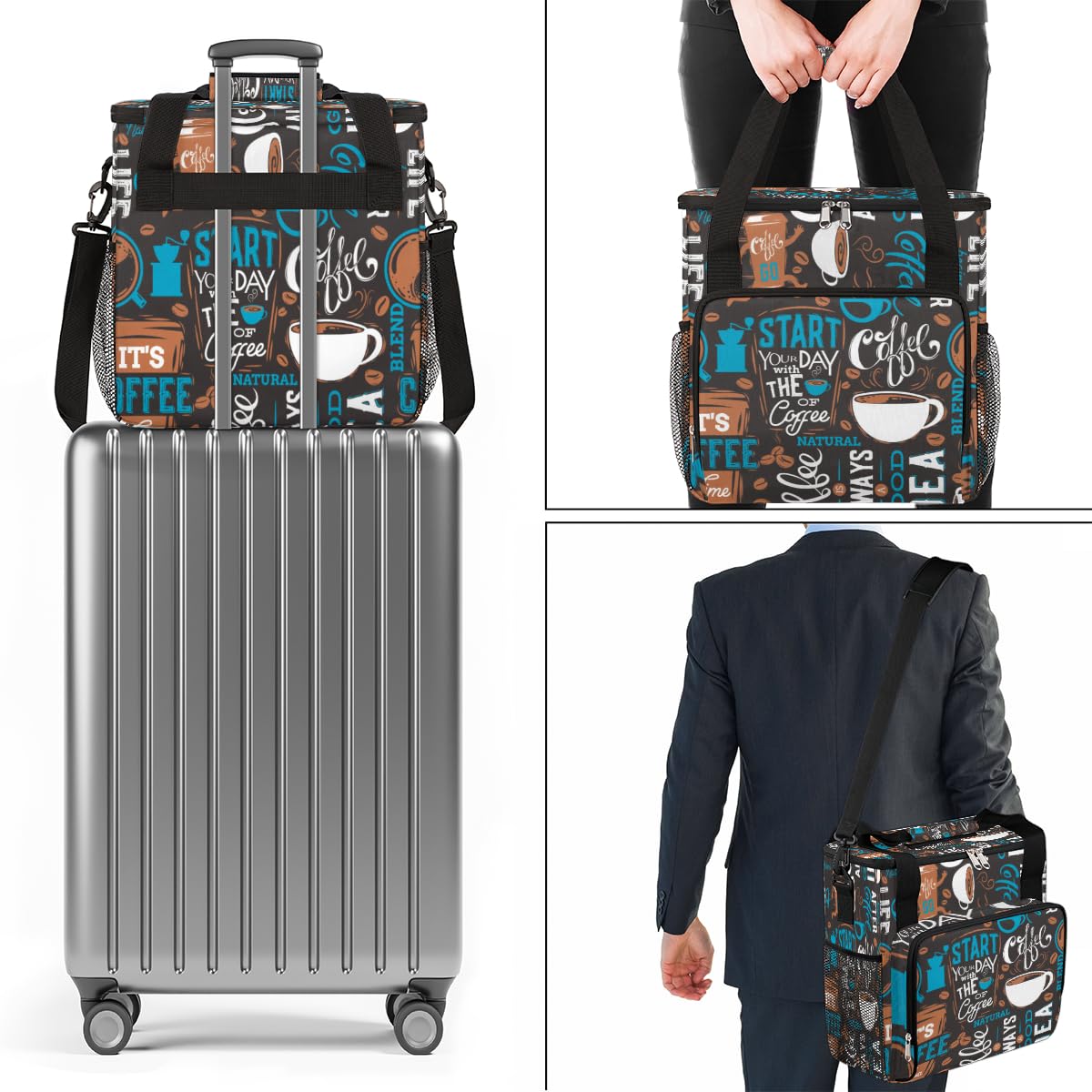 Blue Coffee Cafe Maker Carrying Bag Travel Case Compatible with Keurig K