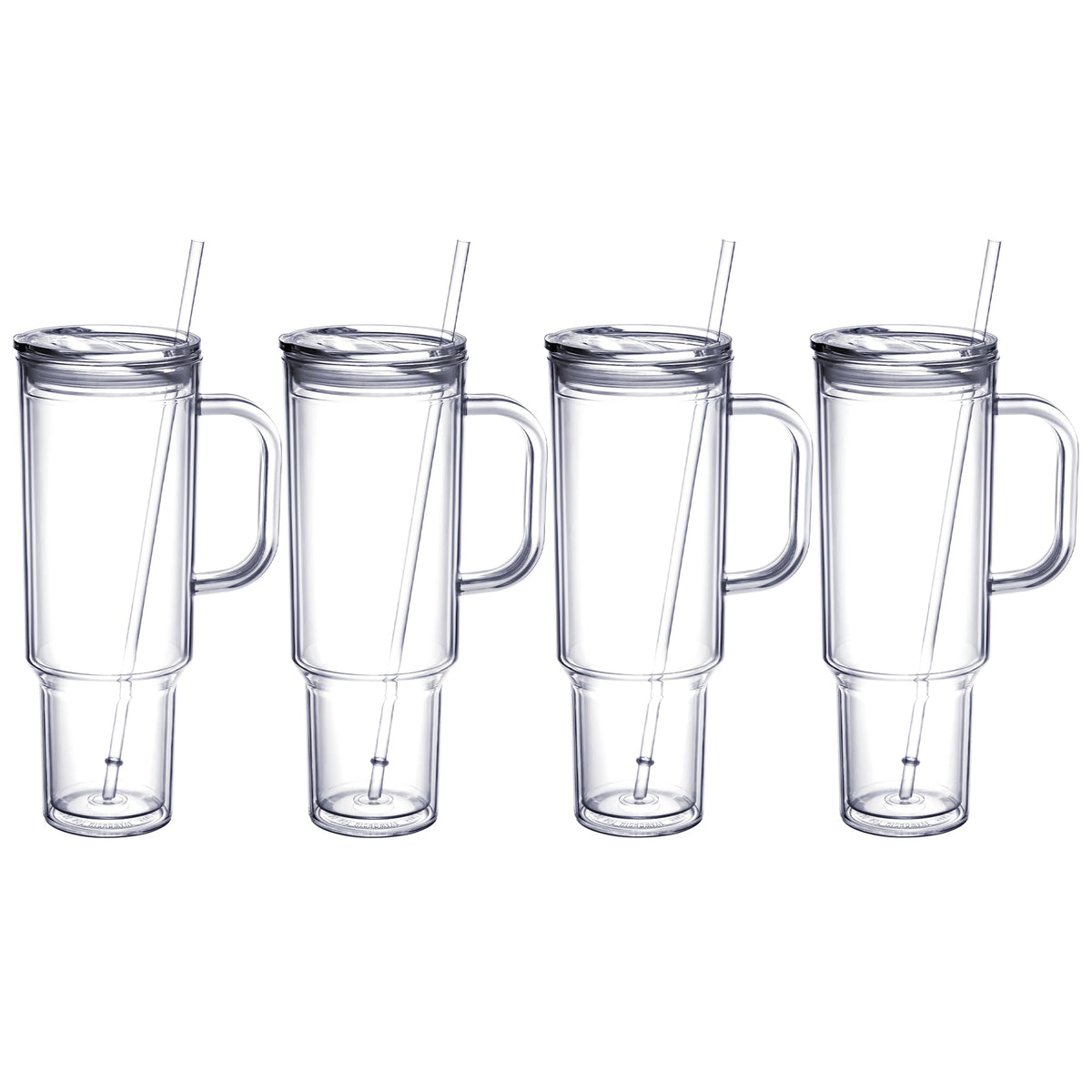 40 oz Acrylic Tumbler with Handle and Straw Lid (4 Count)