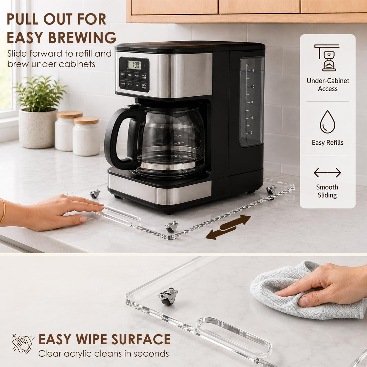 Acrylic Appliance Slider with Rubber Wheels