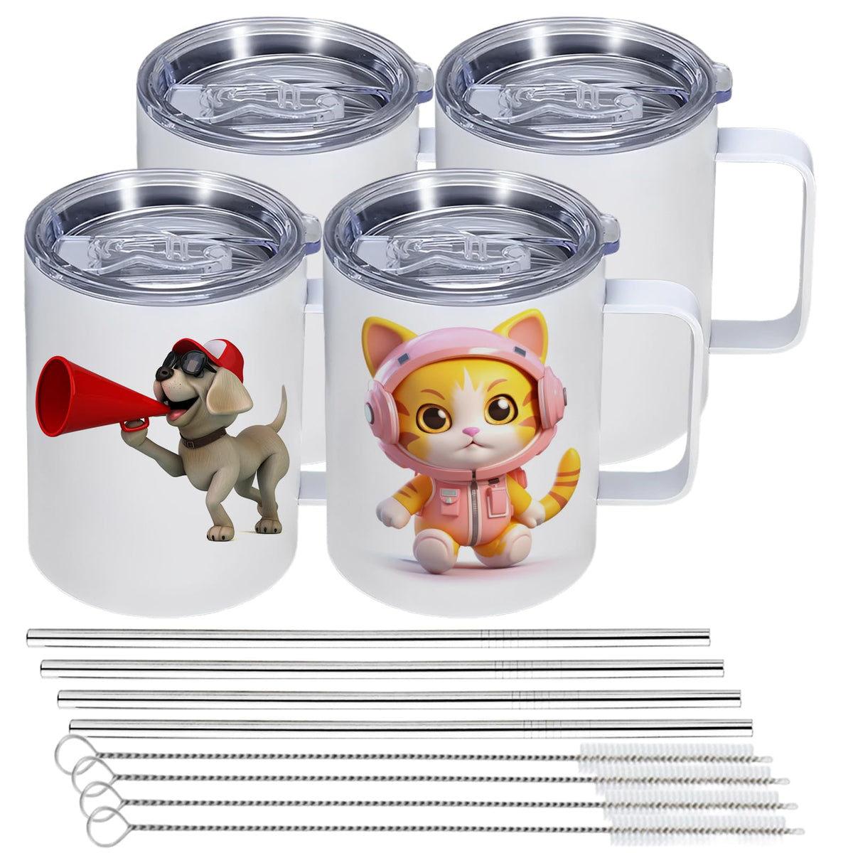 12oz Sublimation Coffee Mug Blanks with Handle (4 Count)