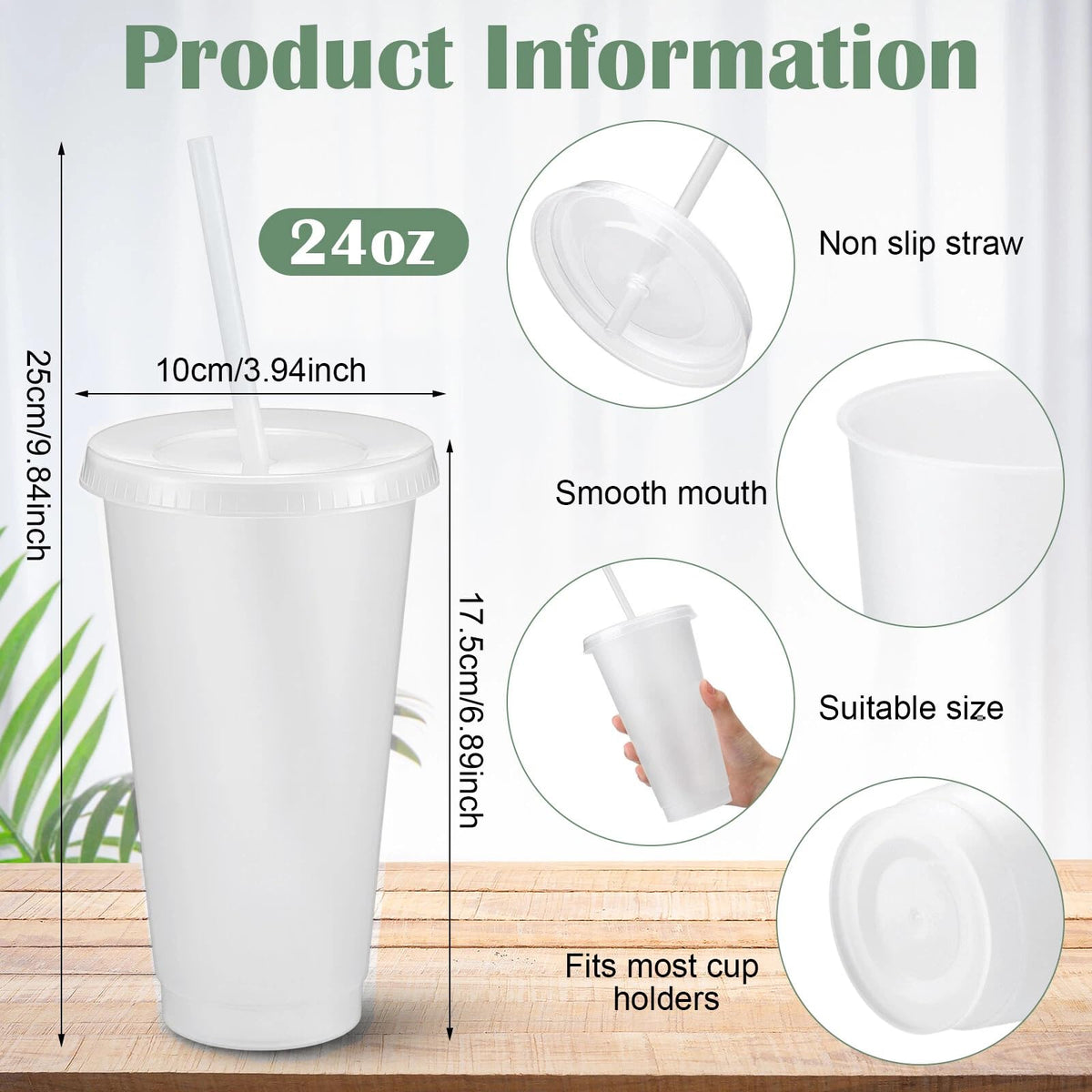 60 Pack Plastic Cups with Lids Straws (60 Count)