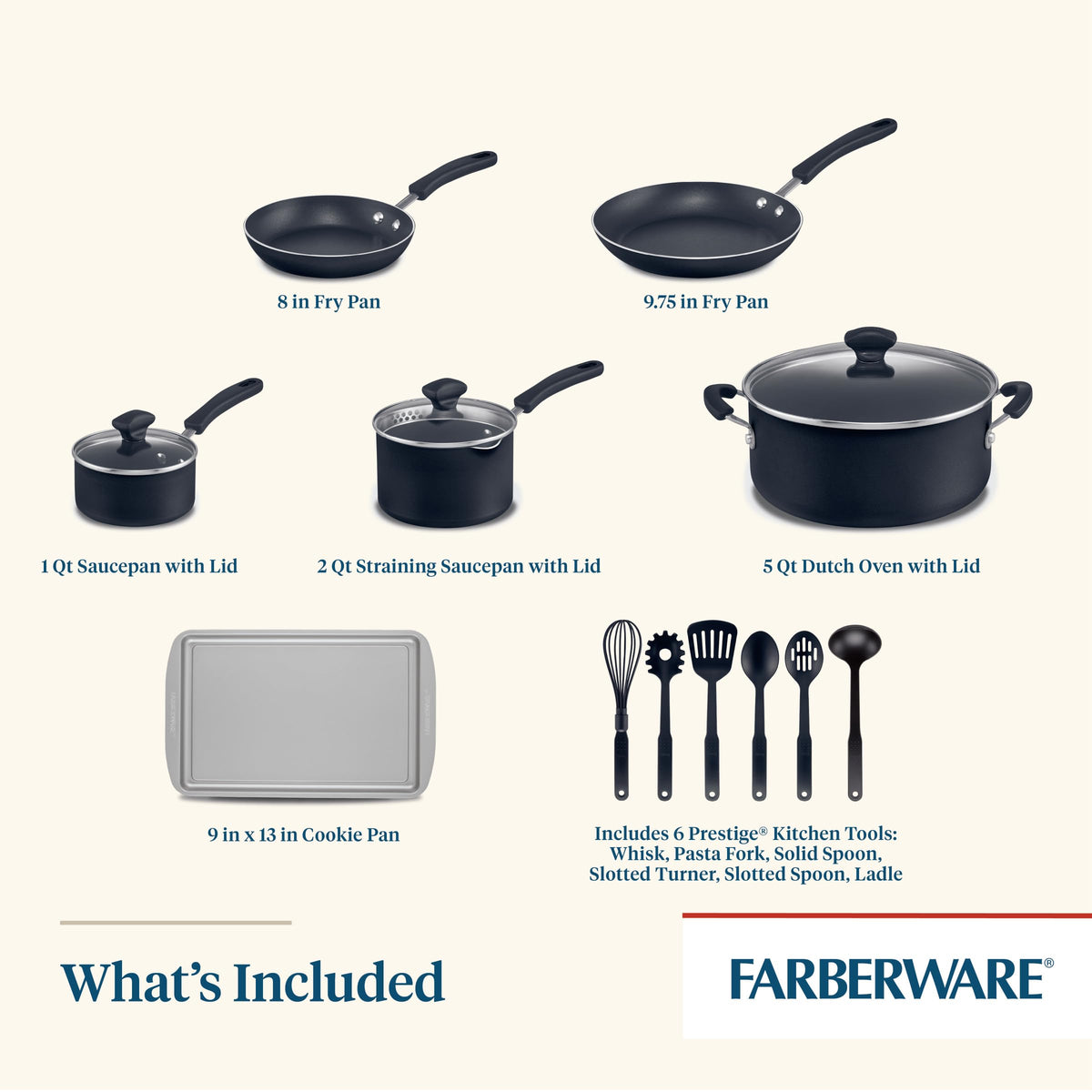 Cookstart Aluminum DiamondMax Nonstick Cookware Set