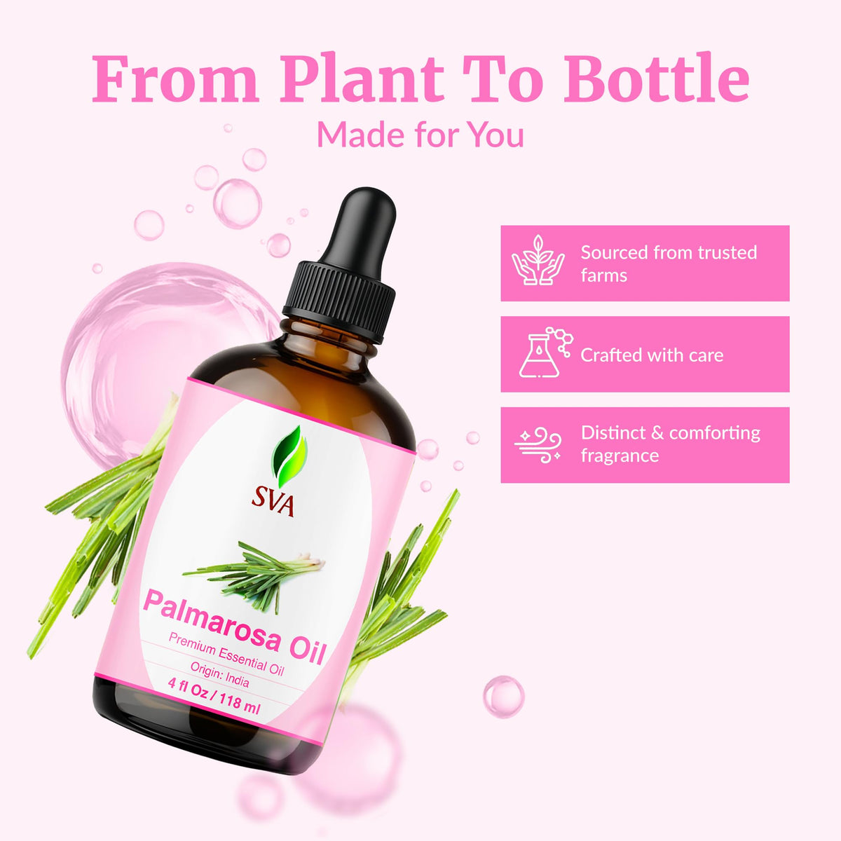 SVA Palmarosa Essential Oil (4 Fl Oz)
