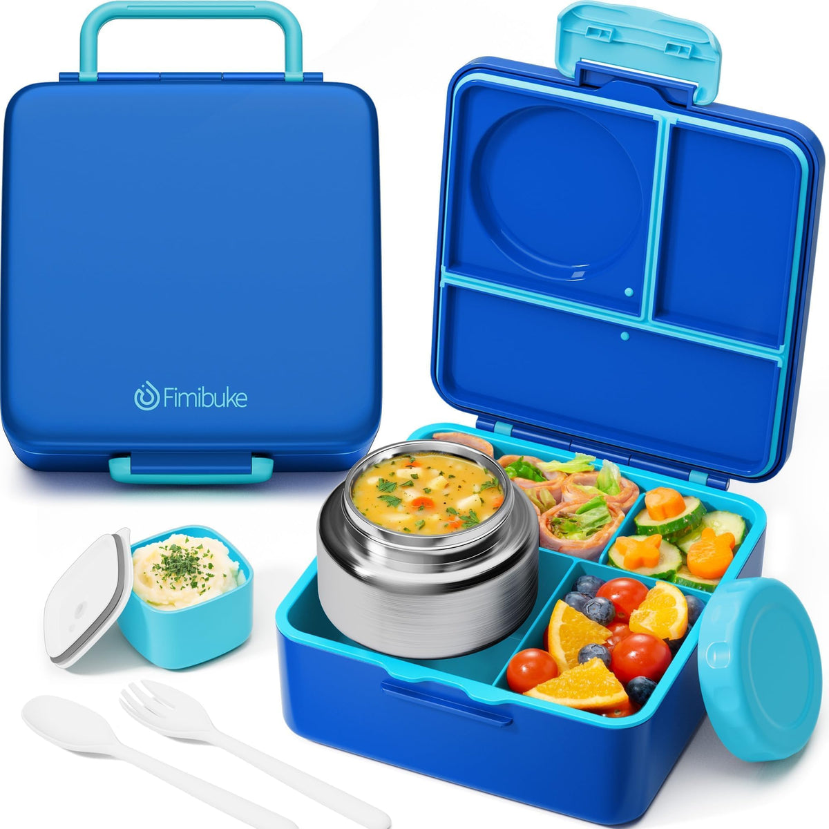 60oz Leakproof Bento Lunch Box for Kids with 8.5oz Thermo Food Jar