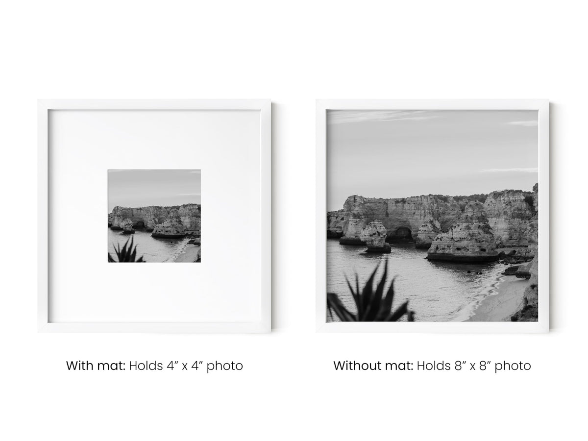 8x8 White Metal Frame Matted to 4x4