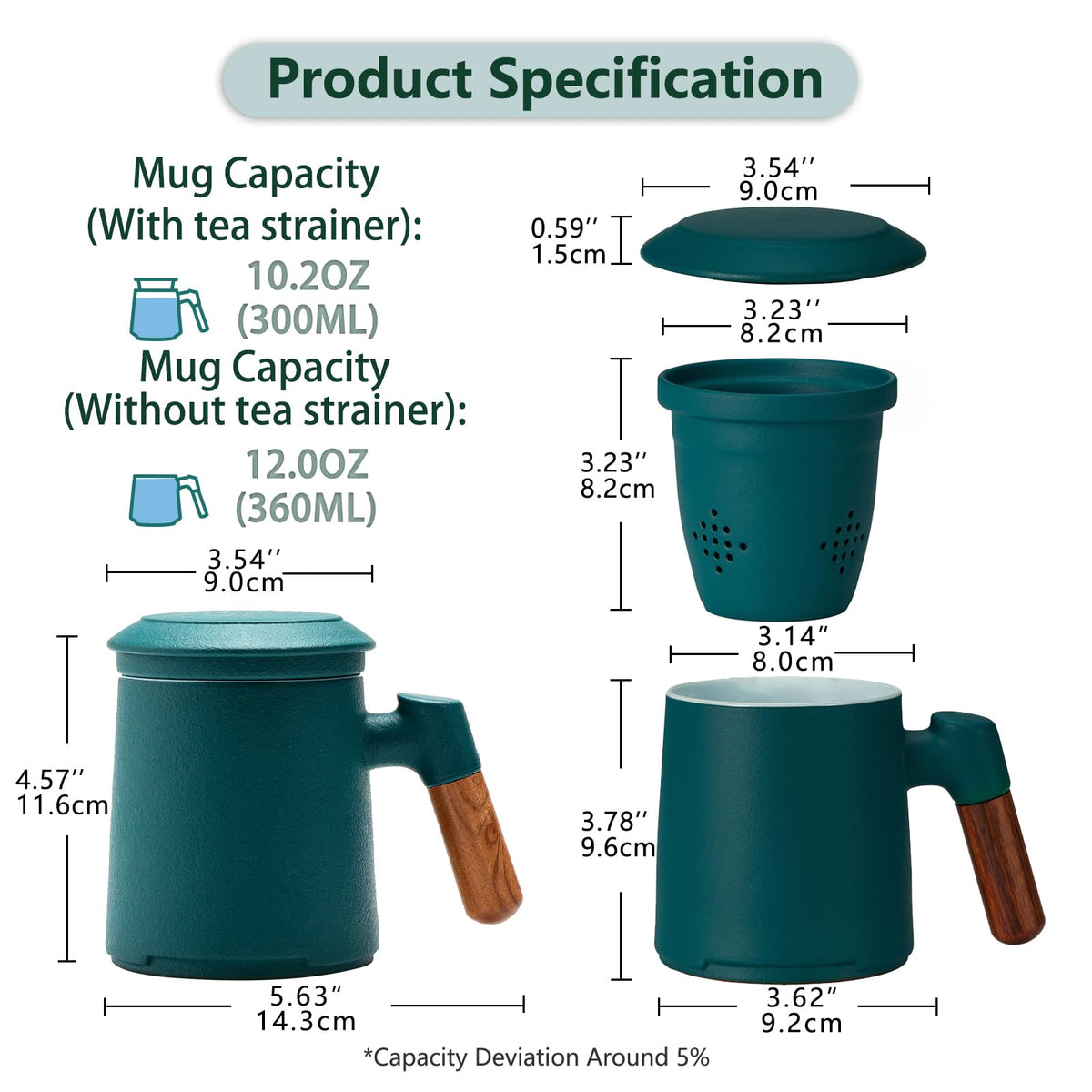 Tea Cup with Infuser and Lid for Loose Leaf Tea Steeper