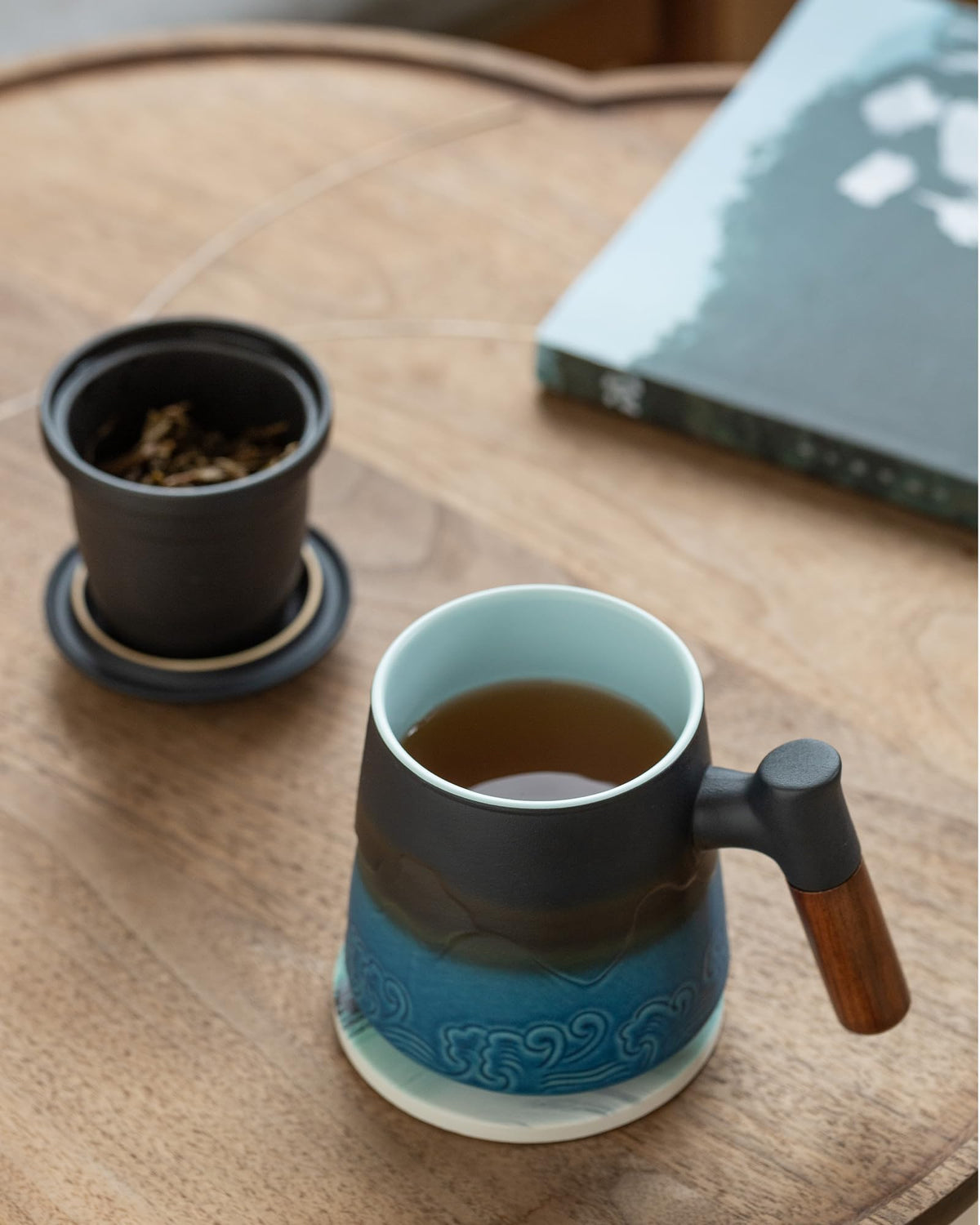 Tea Cup with Infuser and Lid & Coaster for Tea Steeper