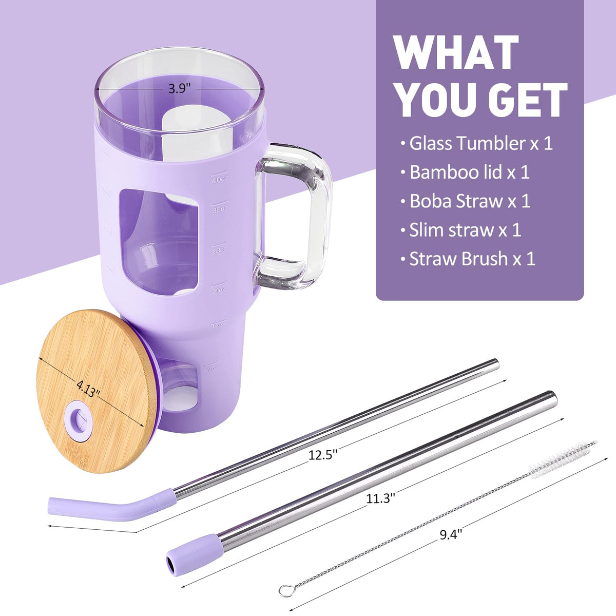 Glass Tumbler with Straw and Lid