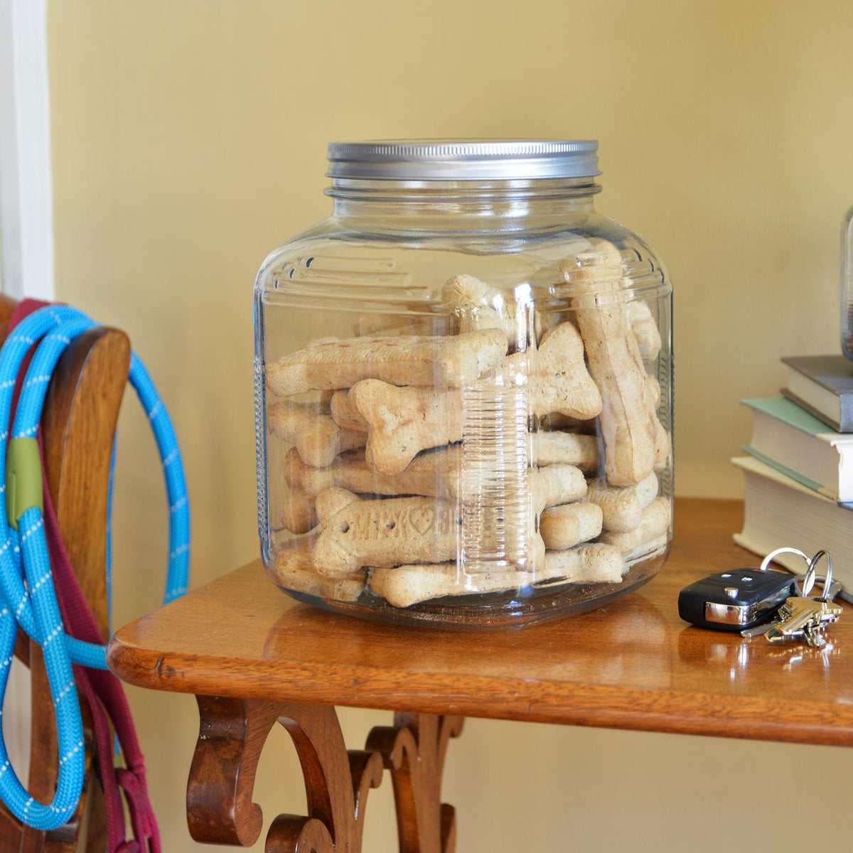 2 Quart Cracker Jar with Brushed Aluminum Lid (4 Count)