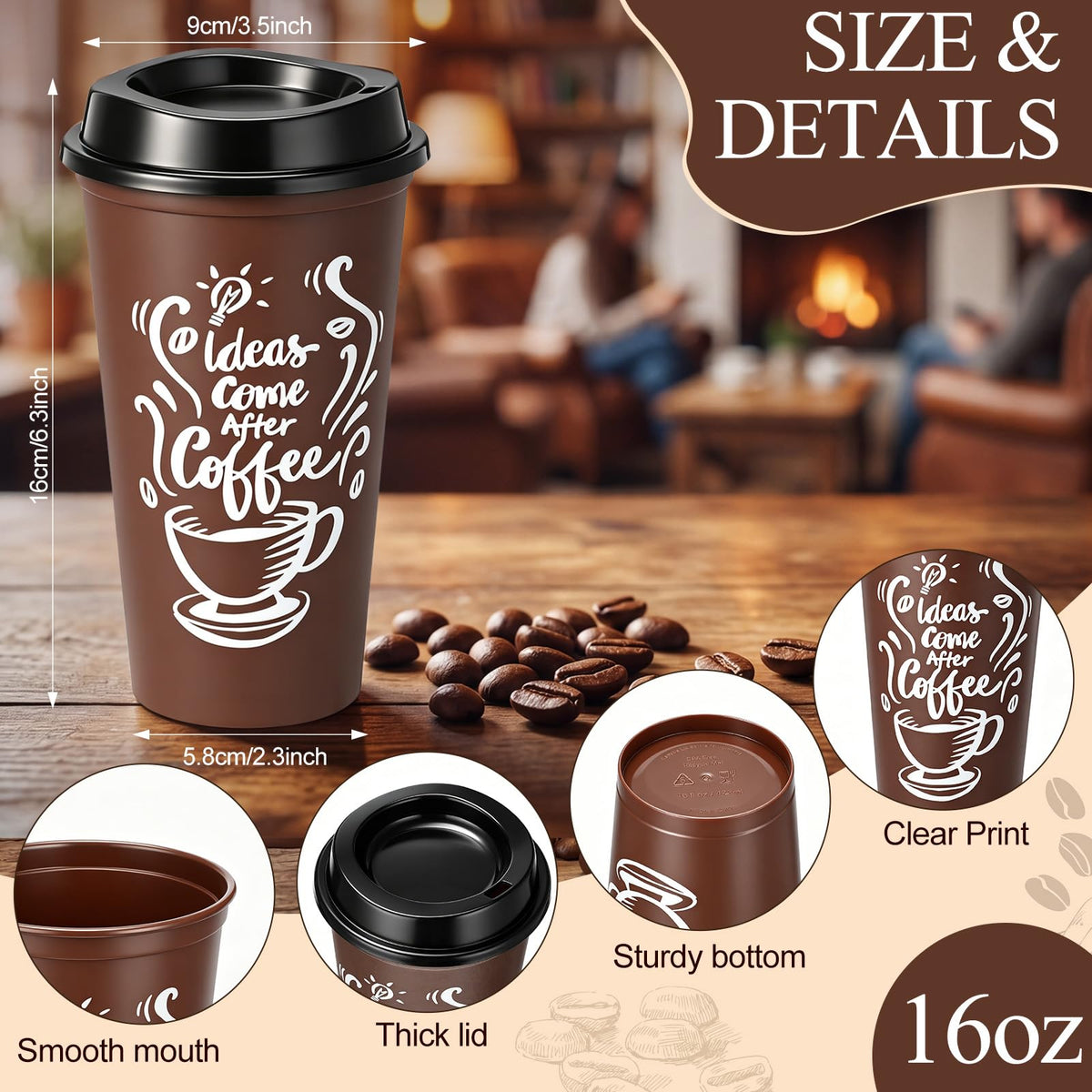 45 Pack 16 oz Reusable Coffee Cups with Lids Water Bottle Iced Coffee Travel Mug Portable Plastic Tea Tumblers Bulk for Hot and Cold Drinks Birthdays Party (45 Count)