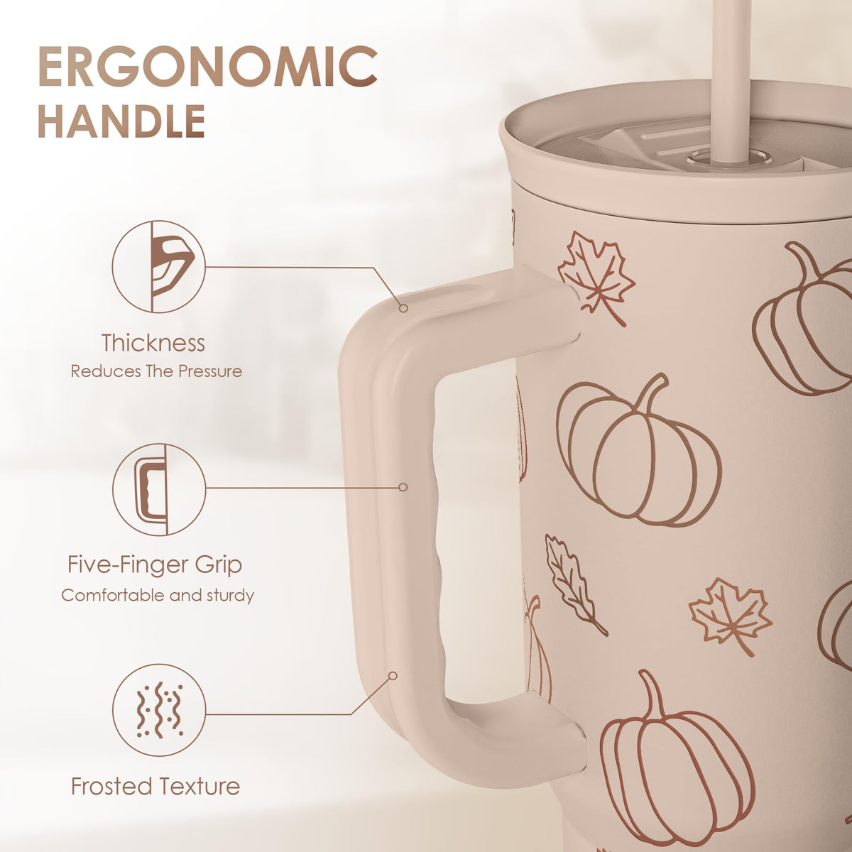 Pumpkin Tumbler with Handle and Straw 40oz