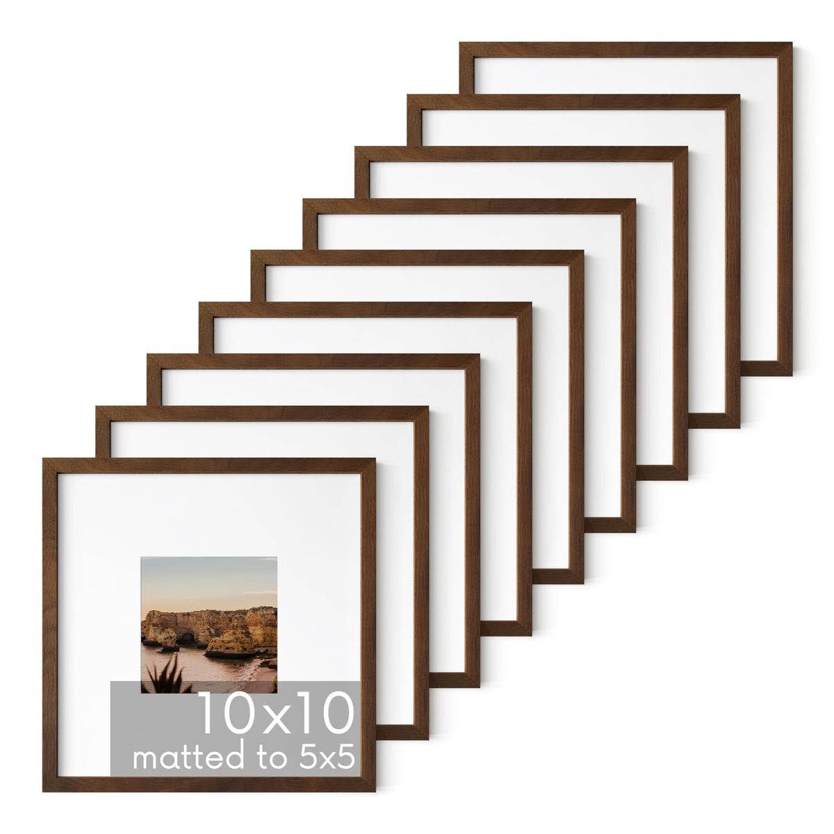 Walnut Oak Wood 10x10 Picture Frames (9 Count)