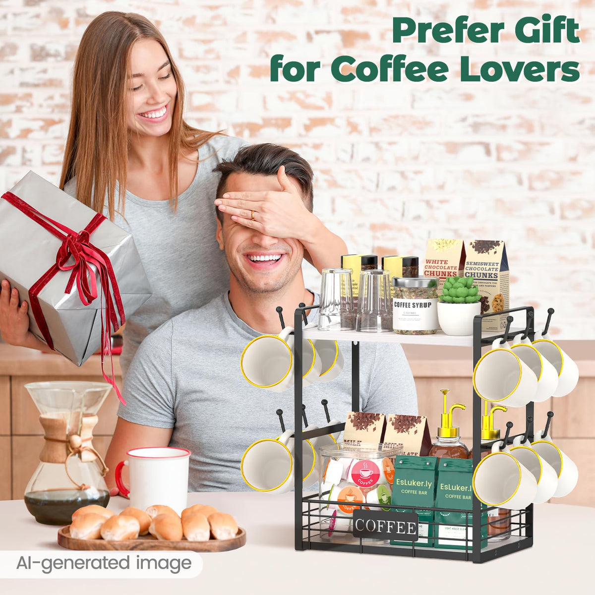 Coffee Mug Cup Holder Tree Bar Station Organizer