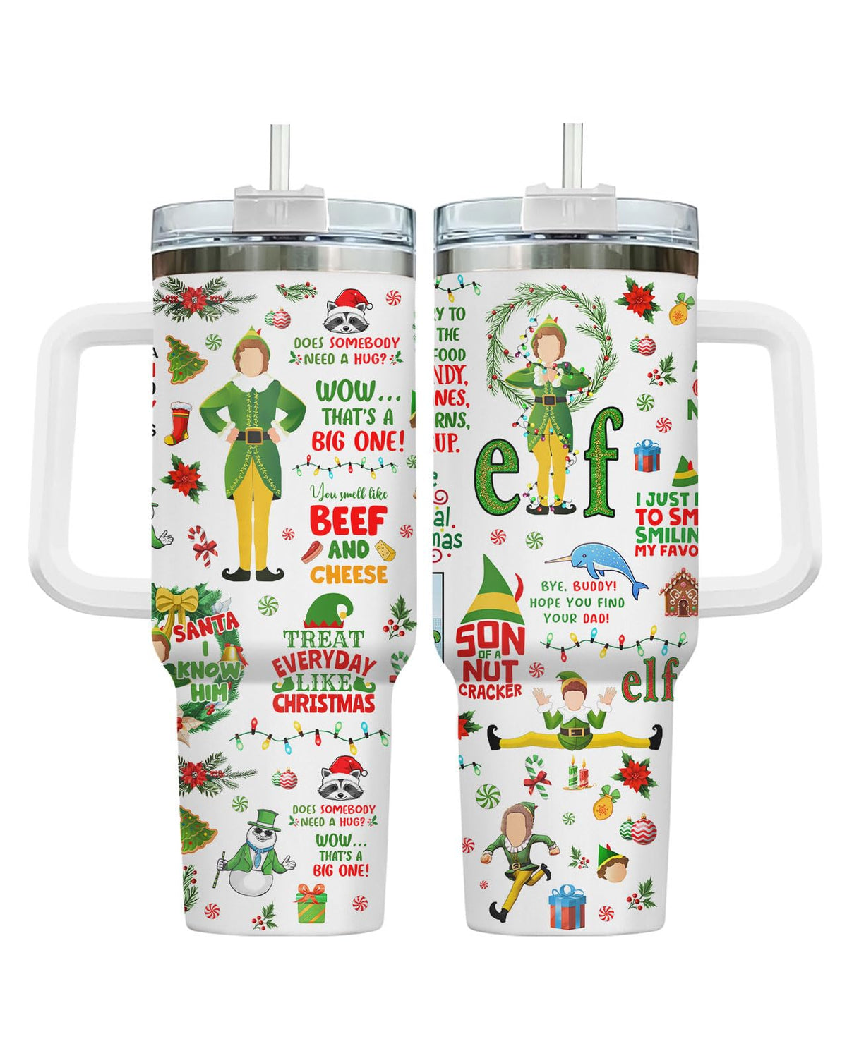 Festival Festive Holiday Elf 40 oz Tumbler with Handle