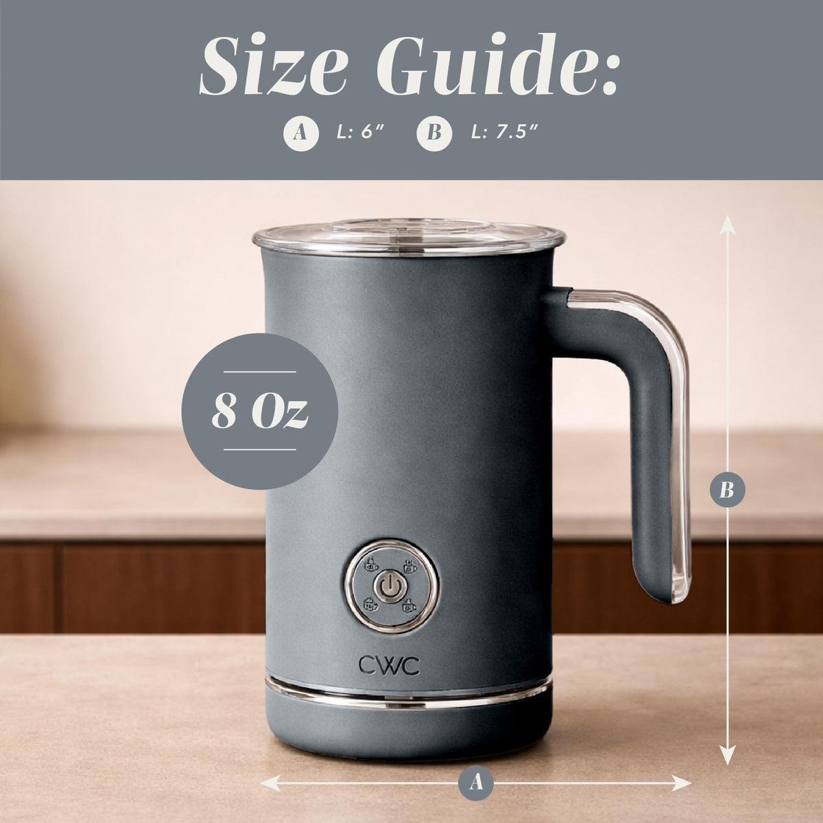 4-in-1 Electric Milk Steamer and Frother - 2-Minute Heating and Frothing, Hot and Cold Foam Maker for Coffee, Latte, Cappuccino, Macchiato, Milk Warmer, Auto Shut Off, Grey