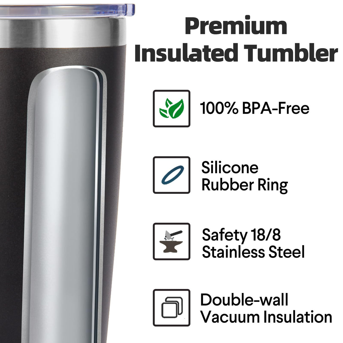 20oz Stainless Steel Tumbler with Lid and Straw Bulk 4 Pack (4 Count)