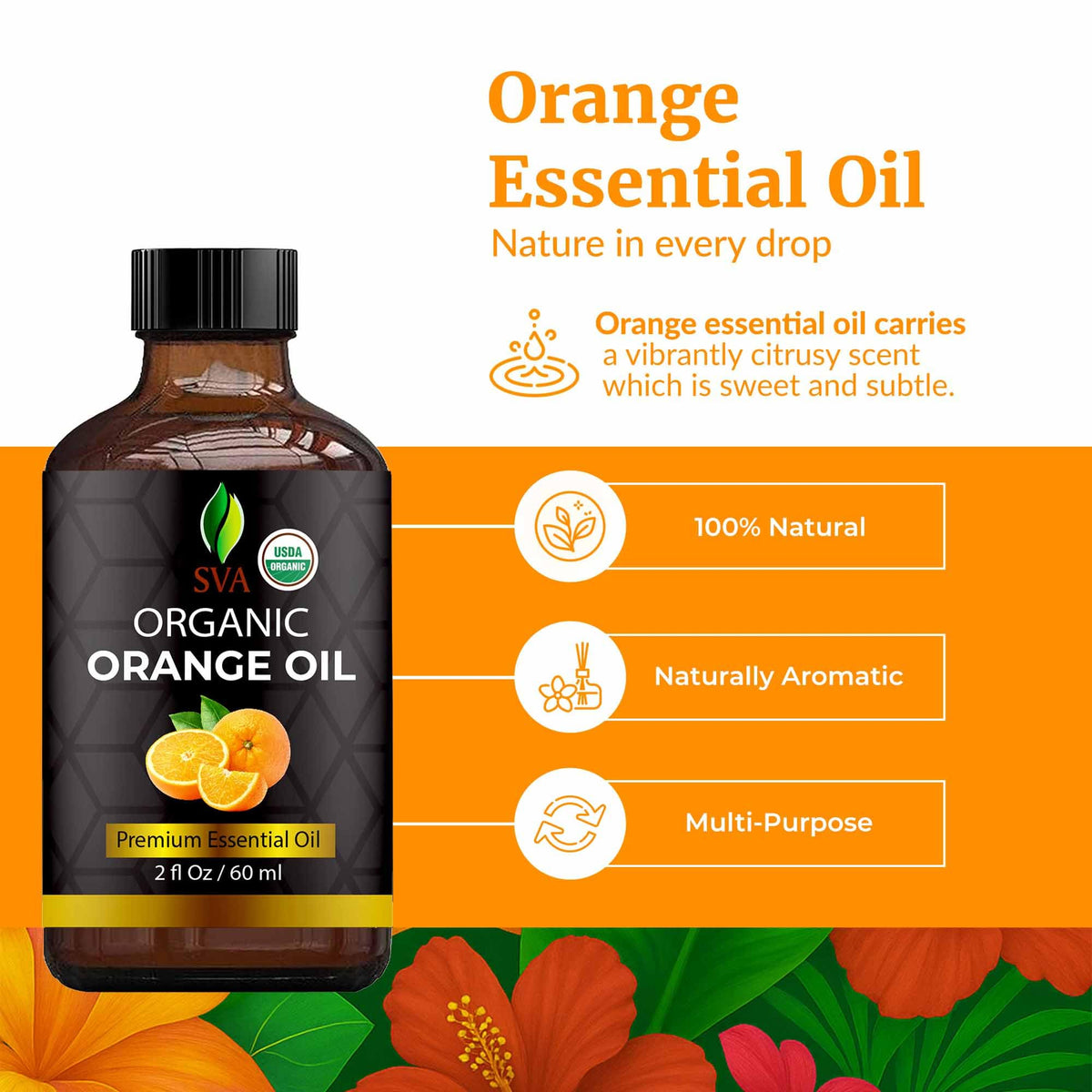 SVA Organic Orange Essential Oil with Dropper (2 Fl Oz)