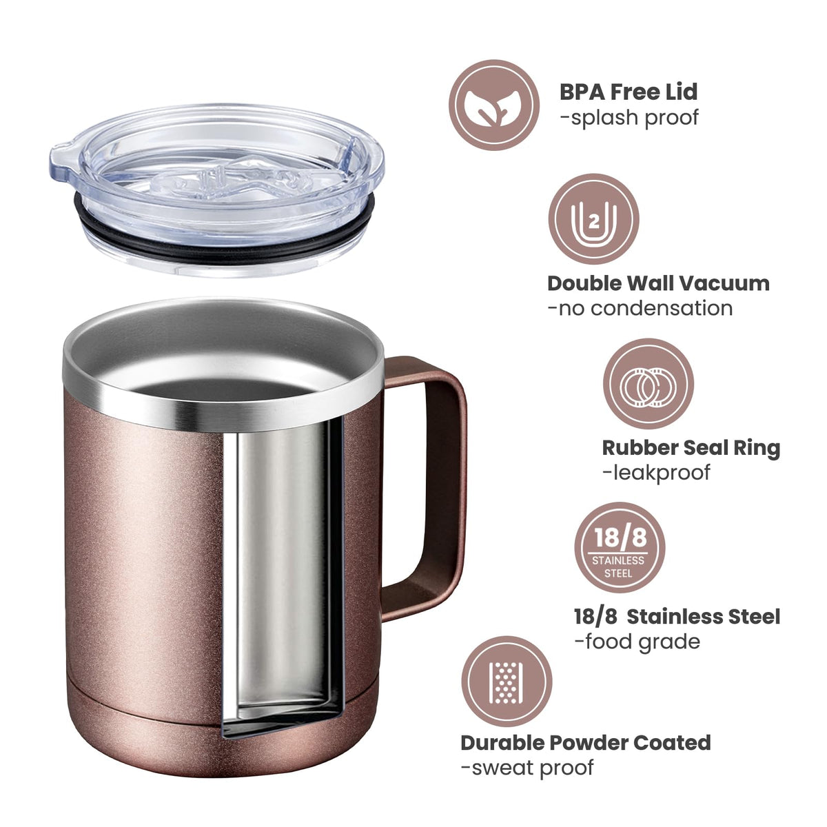 12oz Coffee Mug With Handle 8 Pack Bulk (8 Count)