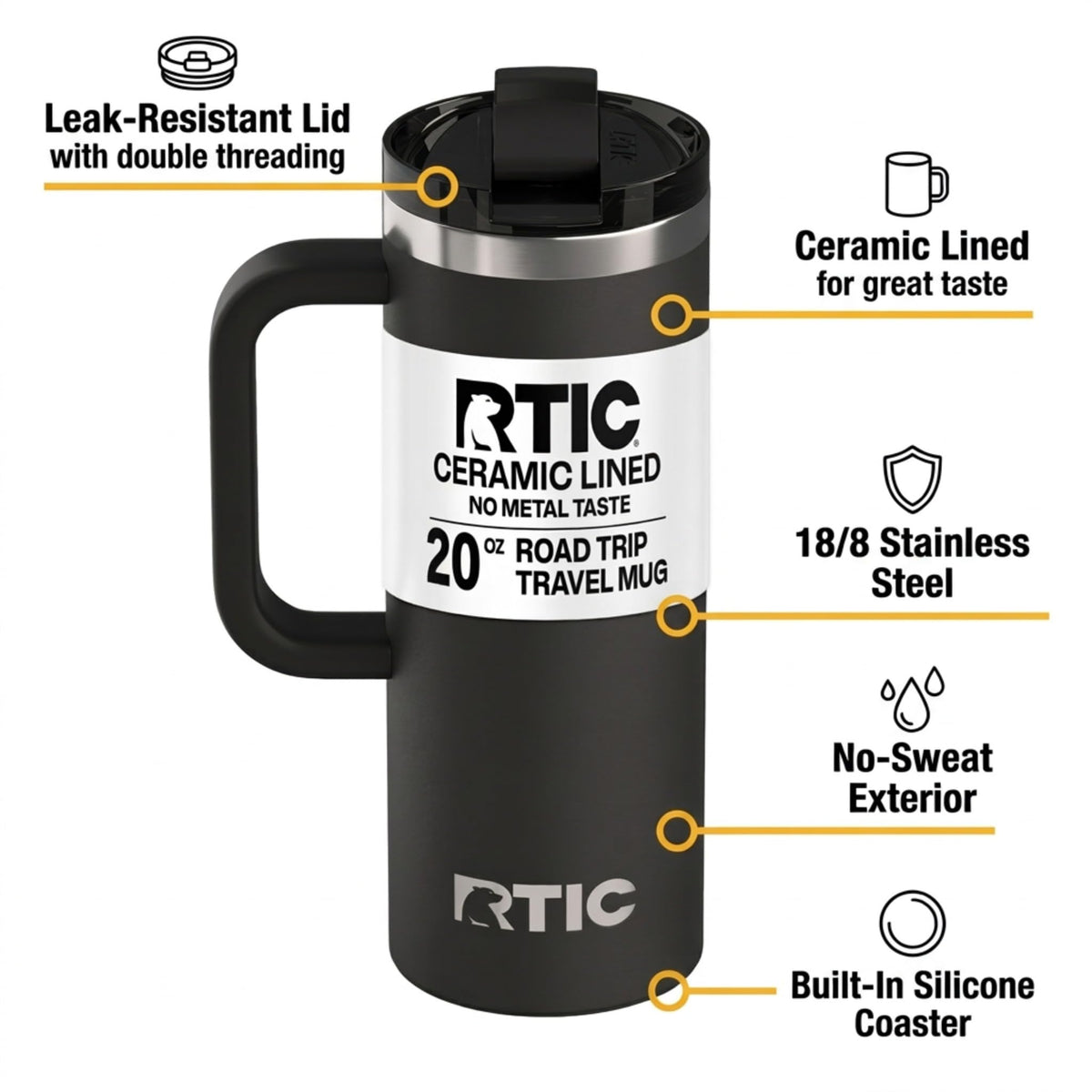 20oz Road Trip Travel Mug with Lid and Handle