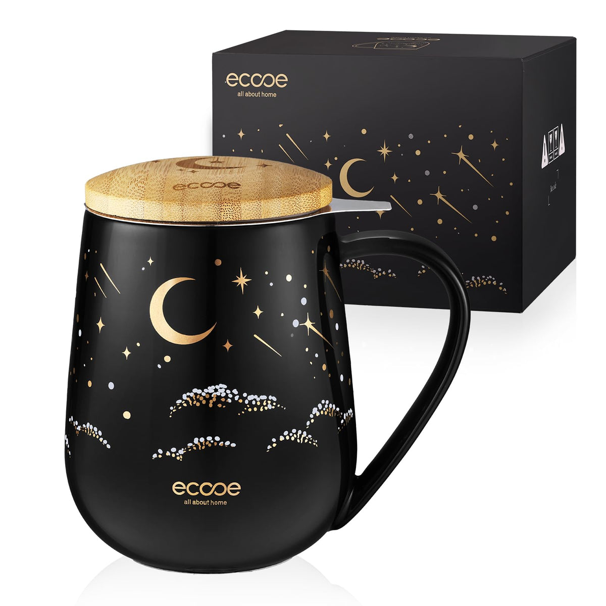 Tea Infuser Mug 20.3oz Ceramic Tea Cup with Removable Stainless Steel Infuser and Lid