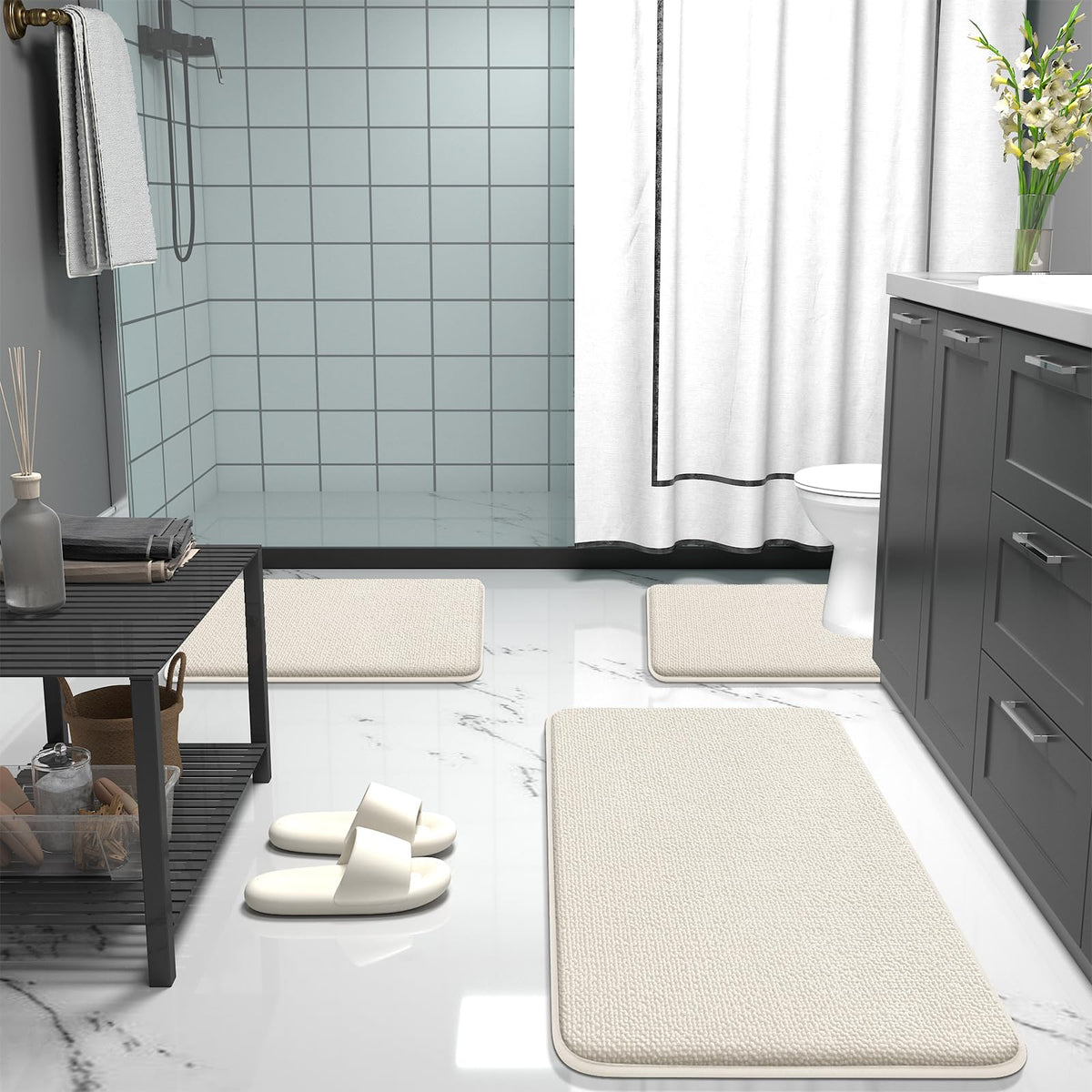 Memory Foam Small Bathroom Rugs 24x16