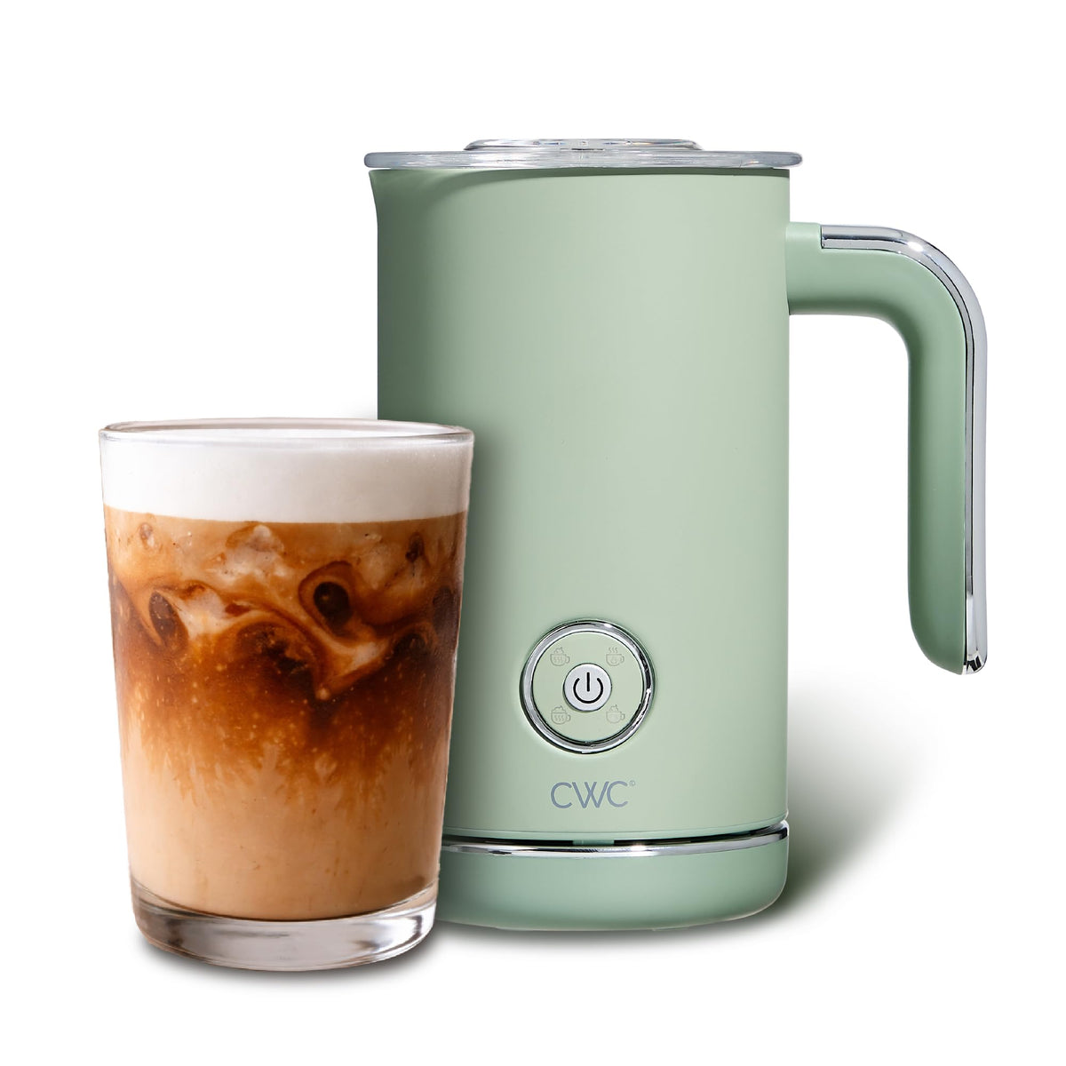 4-in-1 Electric Milk Steamer and Frother - 2-Minute Heating and Frothing, Hot and Cold Foam Maker for Coffee, Latte, Cappuccino, Macchiato, Milk Warmer, Auto Shut Off, Sage