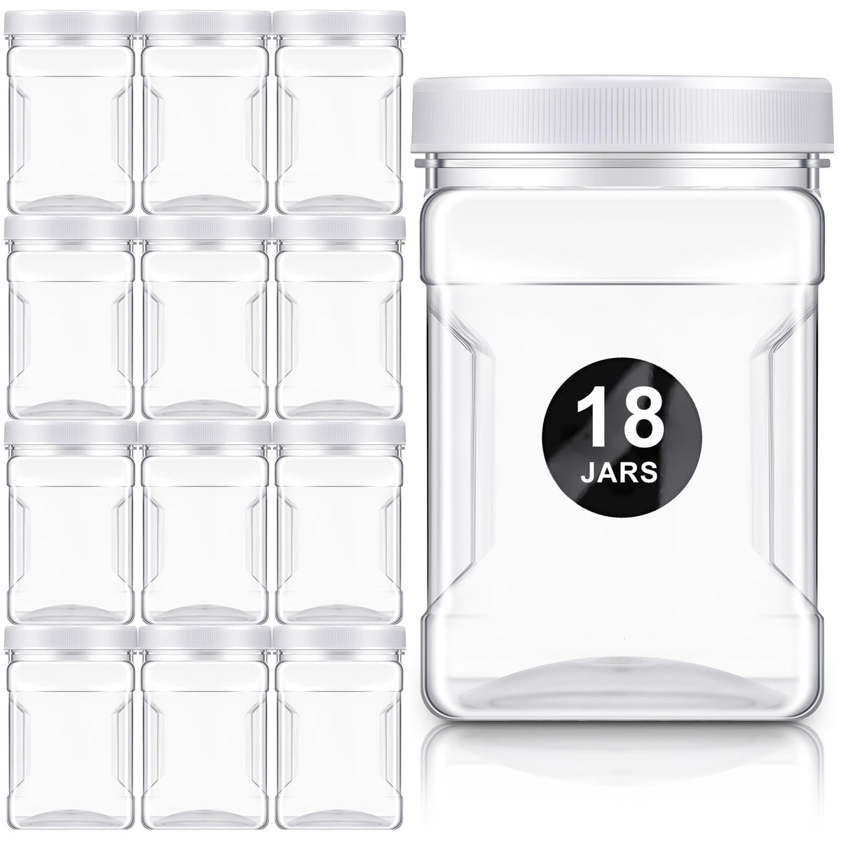 18 Pcs 27 Oz Plastic Jars with Lids Wide Mouth Square Paint (18 Count)