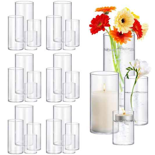 24 Pack Thick Glass Cylinder Vases 4 (24 Count)
