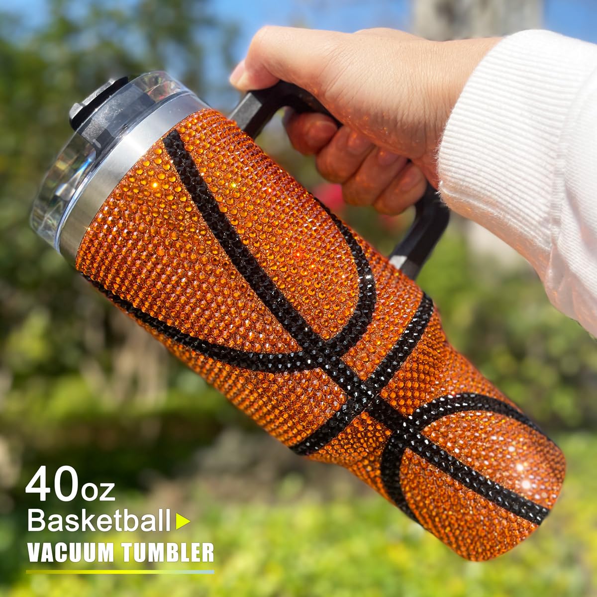 40oz Bling Rhinestone Tumbler with Handle and Straw Glitter Cups