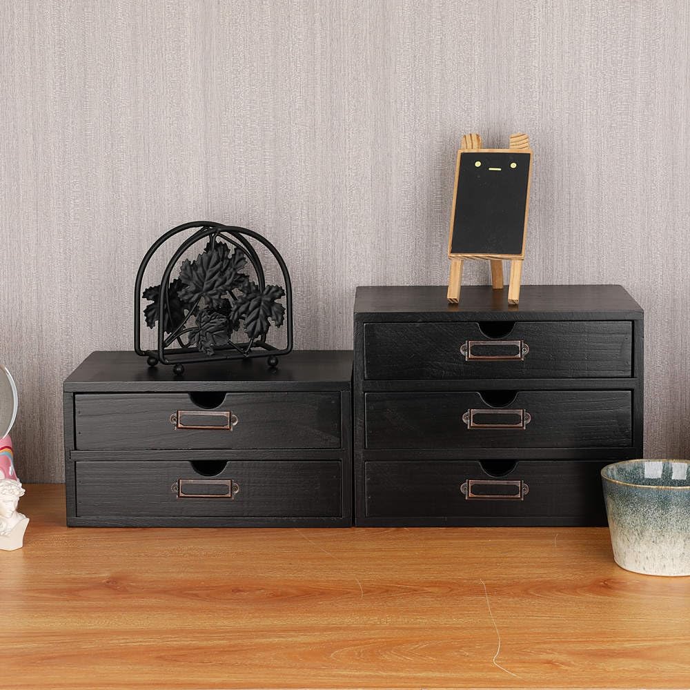 Small Wooden Drawers Wooden Box with Drawer Black
