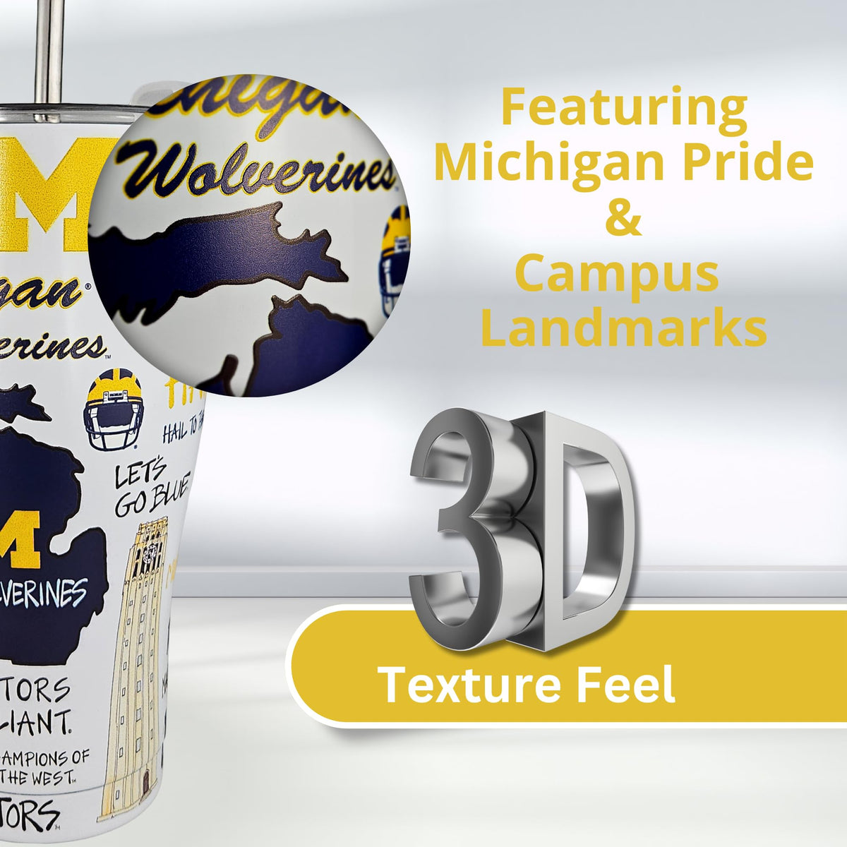 University of Michigan 30oz Stainless Steel 3D Icon Tumbler