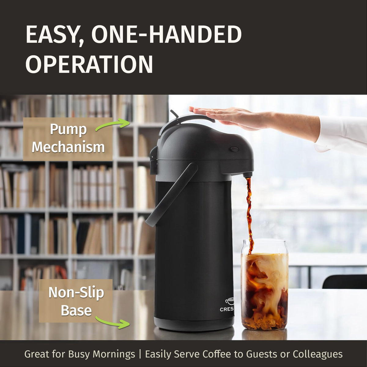 Airpot Coffee Carafe Dispenser with Pump Black 12 Hours Hot Water Retention