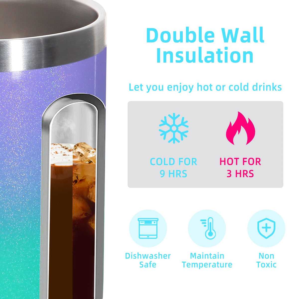 14oz Insulated Stainless Steel Coffee Mug with Lid Bulk 4 Pack (4 Count)