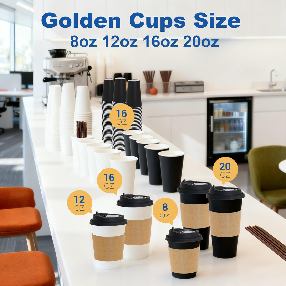 20 oz 500 Pack Coffee Cups with Lids and Sleeves (500 Count)