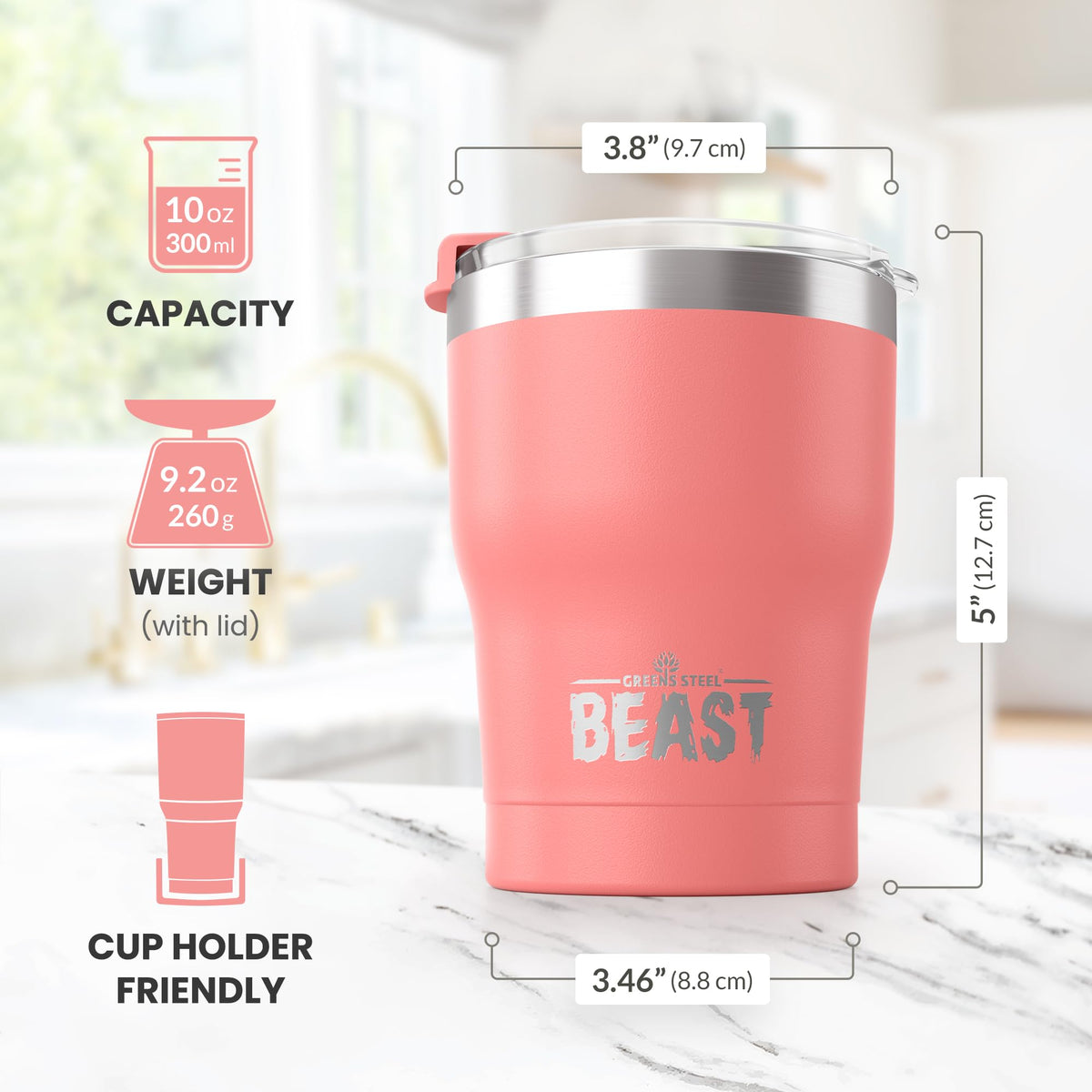 Beast 10 oz Tumbler Stainless Steel Vacuum Insulated Coffee Ice Cup Double Wall Travel Flask