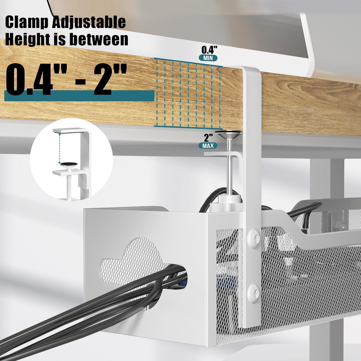 Under Desk Cable Management Tray White