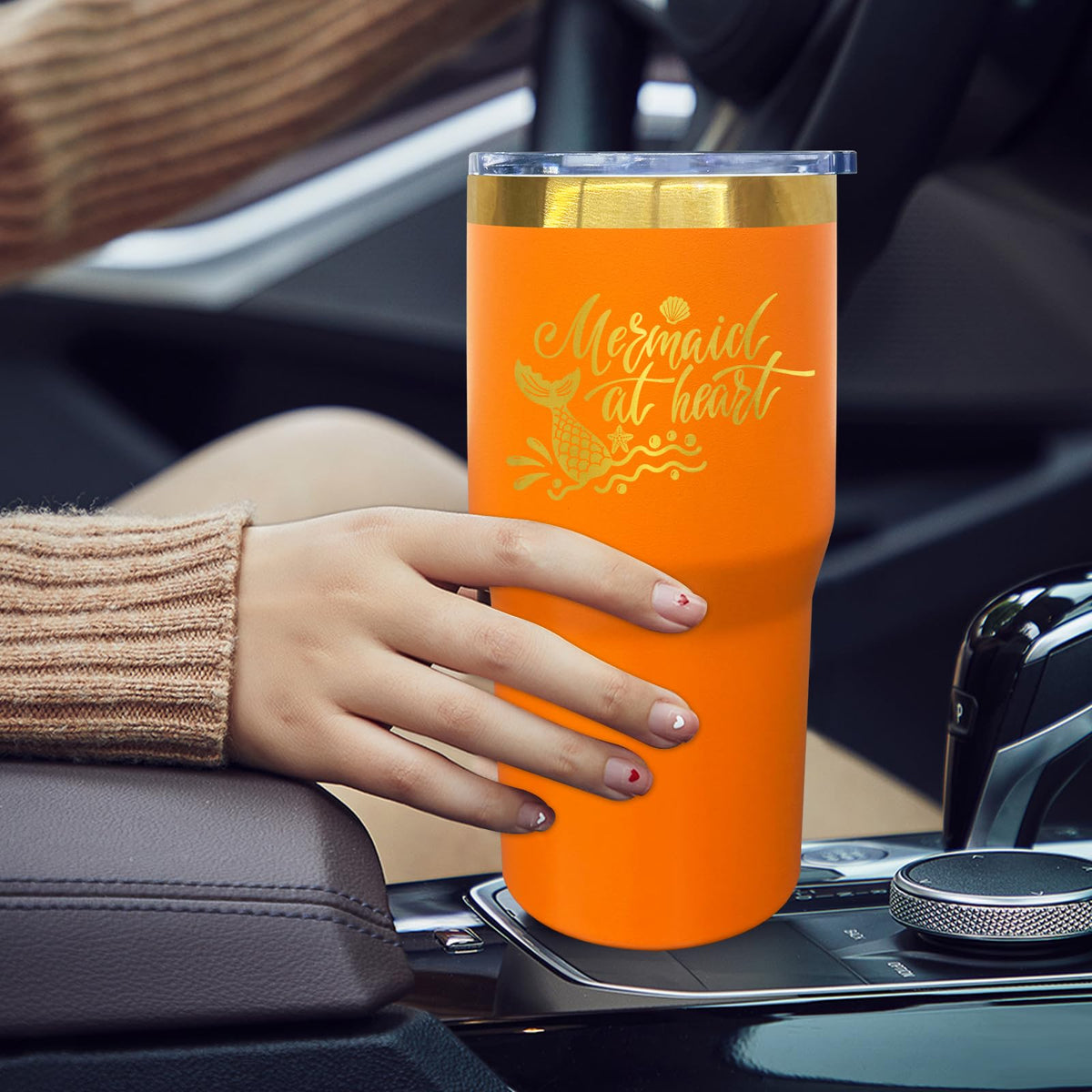 20 oz Tumbler Bulk Stainless Steel Tumblers with Lids and Straws Orange (6 Count)