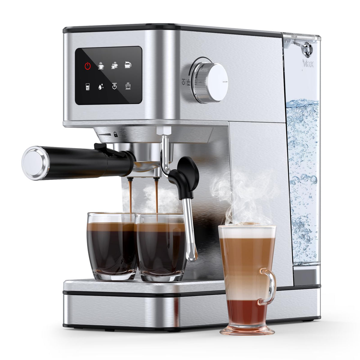 20 Bar Pump Espresso Machine with LED Touchscreen & Steam Wand