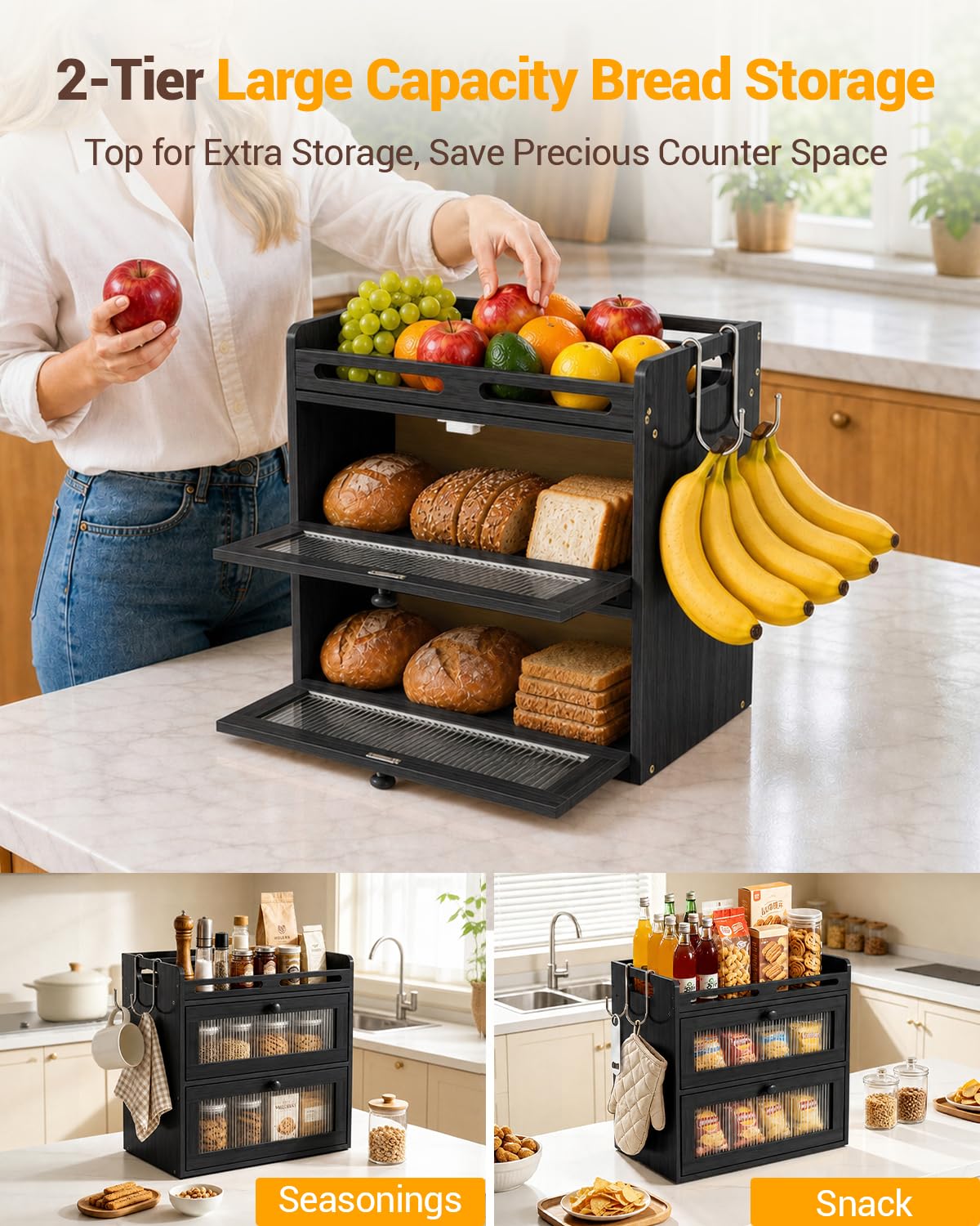 Bread Box for Kitchen Countertop