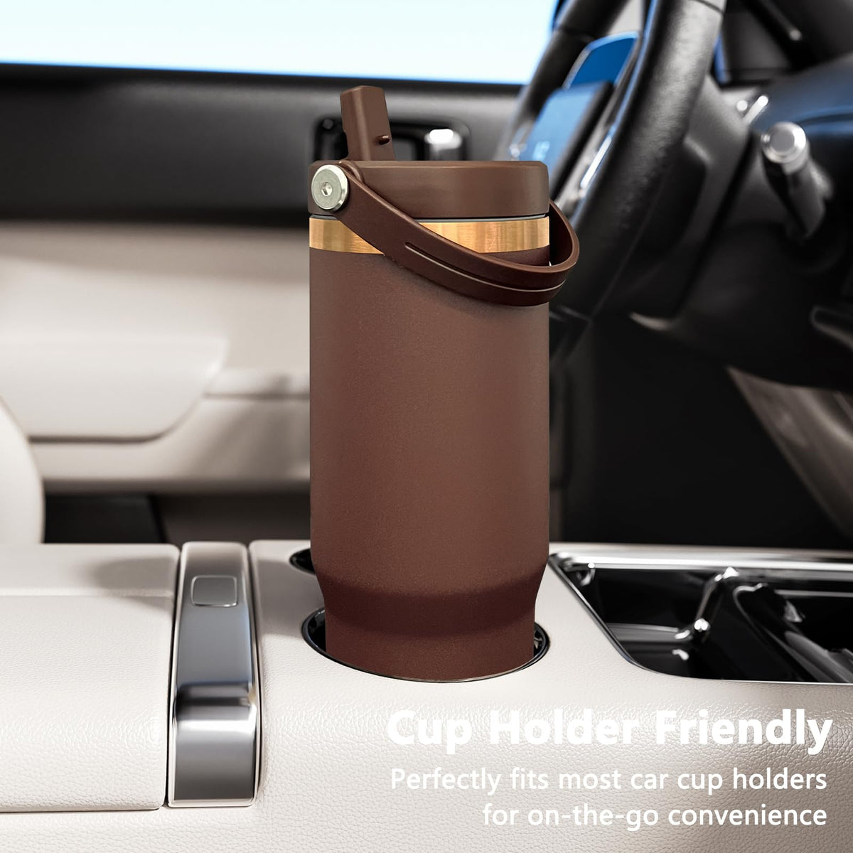 30 oz Tumbler Bulk with Top Handle and Flip Straw Browm