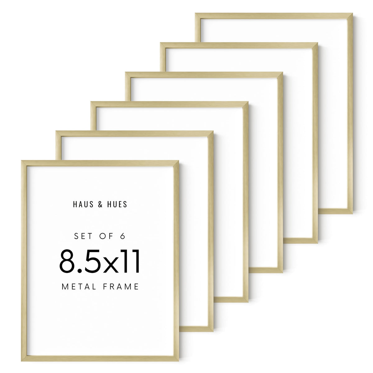 8.5x11 Gold Metal Picture Frames (6 Count)
