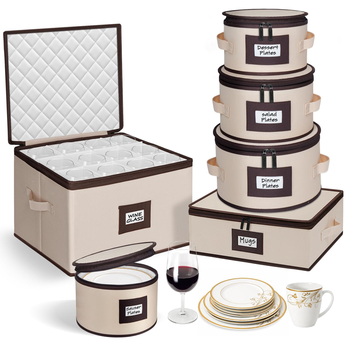 6 Piece Hard Shell China Storage Containers with Dividers (6 Count)