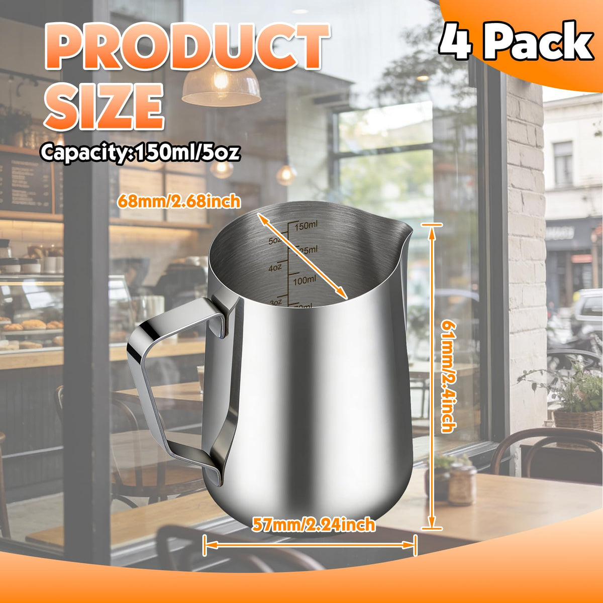 4 Pack Milk Frothing Pitcher