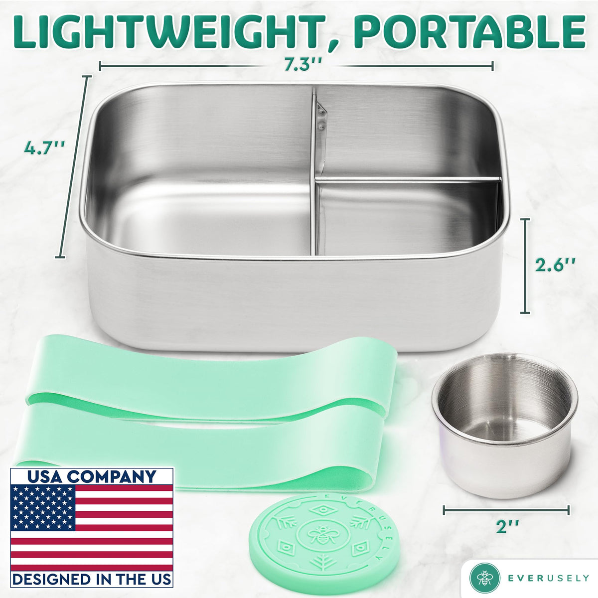 Stainless Steel Bento Box + Condiment Container