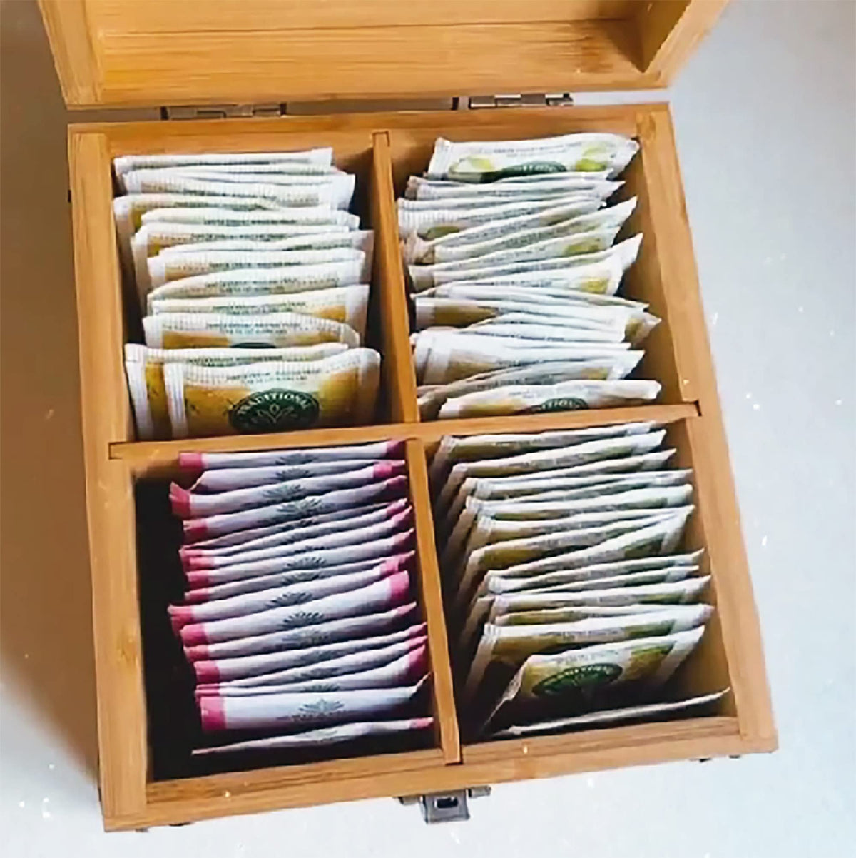 Bamboo Tea Organizer Box Chemical Free Eco