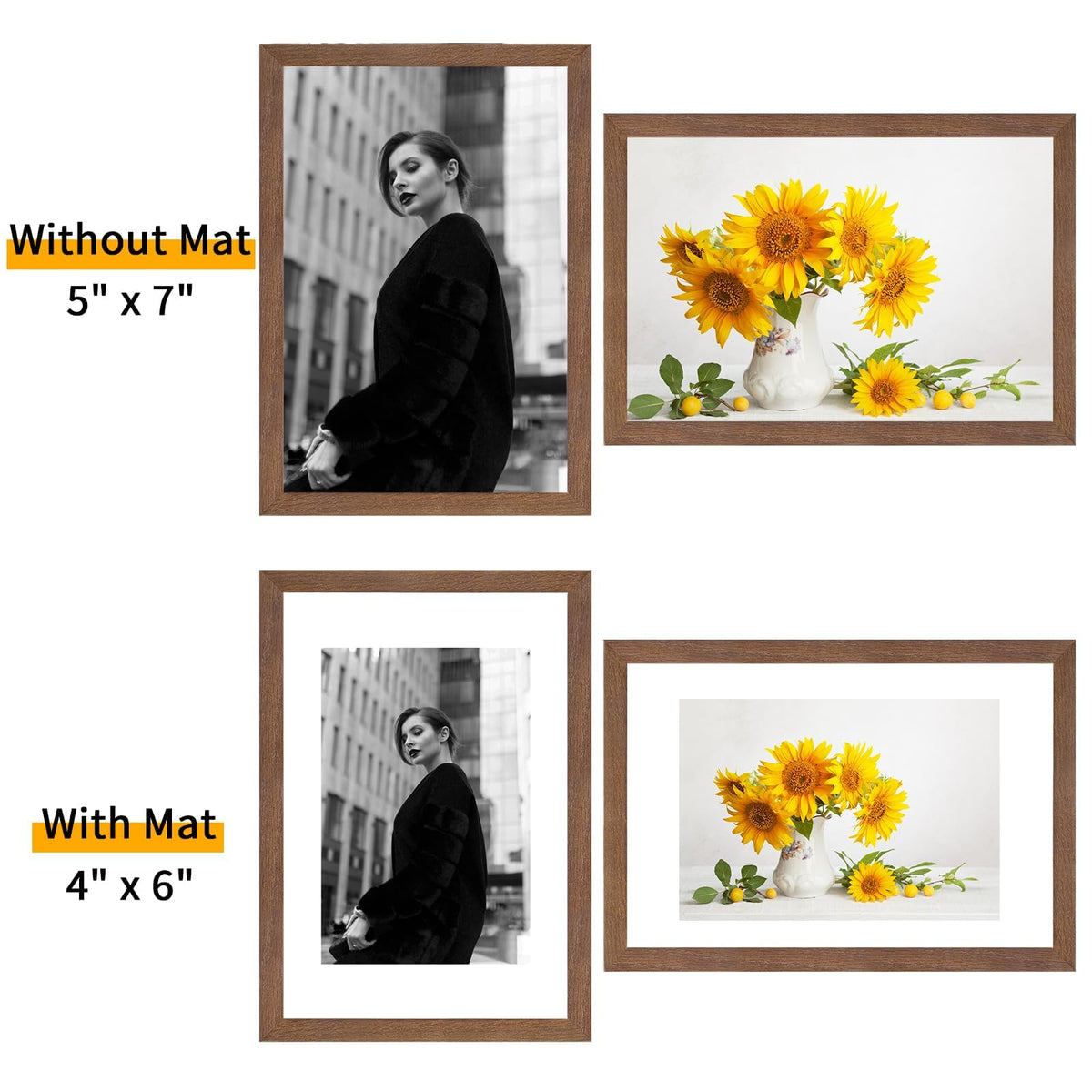 5x7 Solid Oak Wood Picture Frames (3 Count)