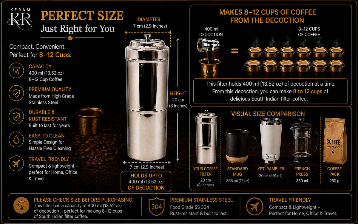 South indian filter coffee maker indian style 13.5 oz (13.52 Fl Oz)