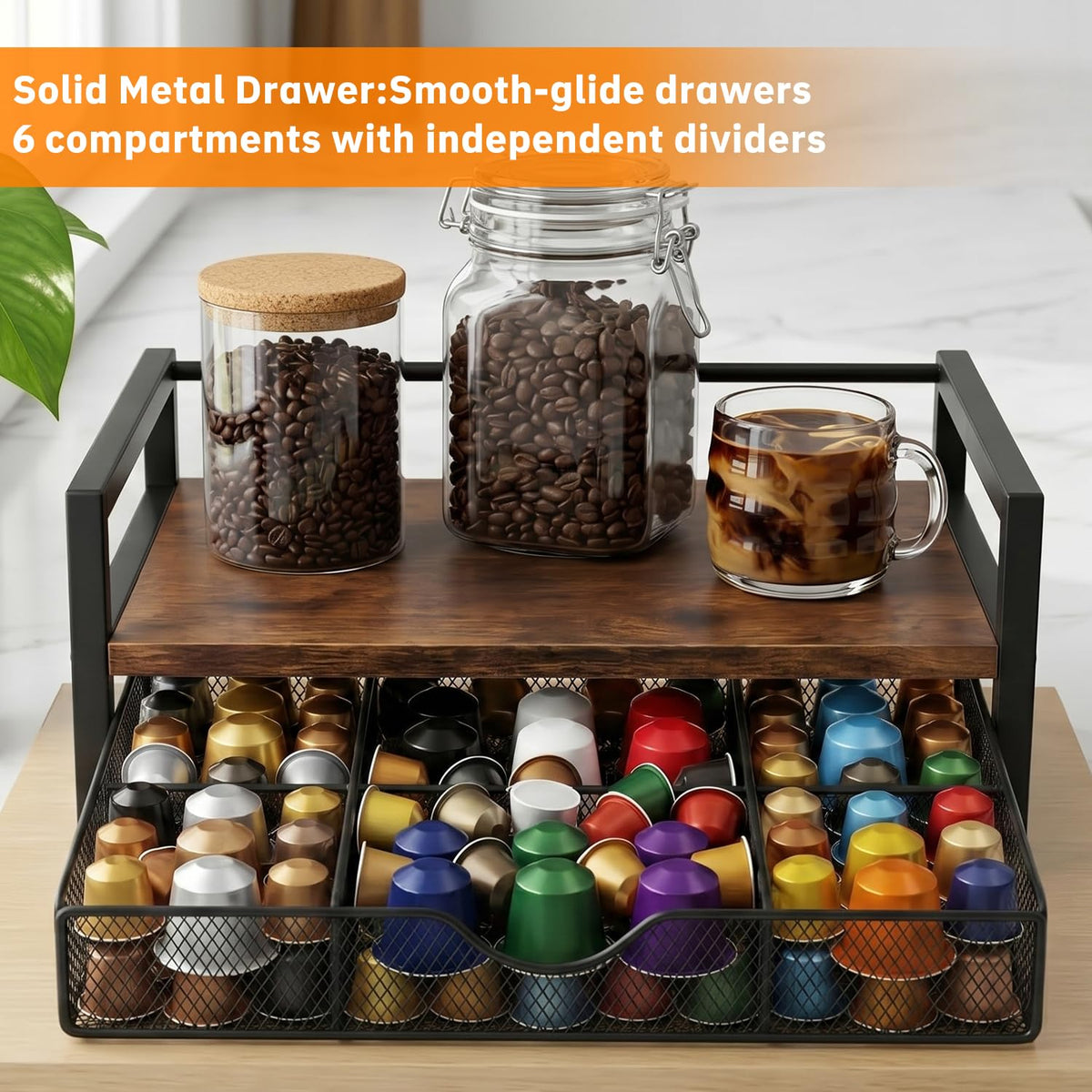 Tea Bag Organizer with 6 Compartments