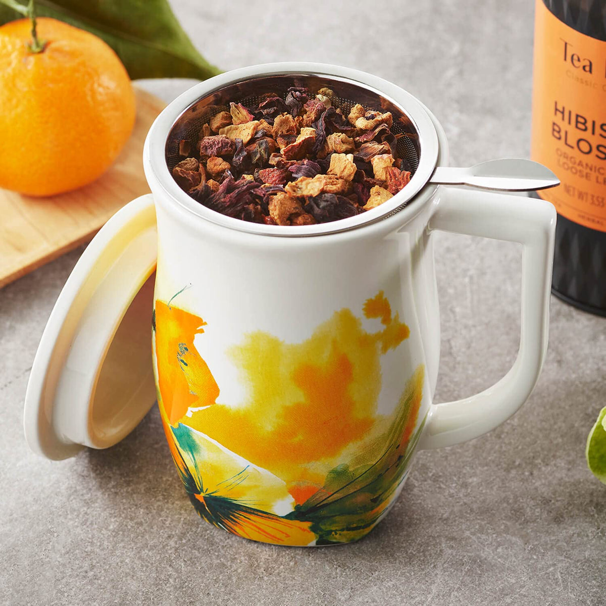 Ceramic Fiore Tea Cup with Infuser