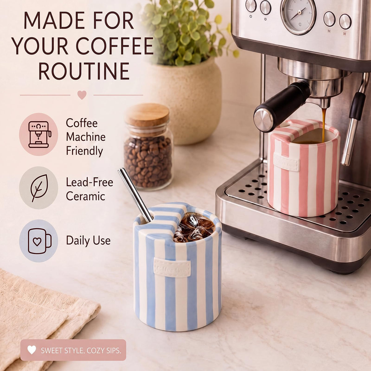 2 Pack Ceramic Mug with Sip Hole (2 Count)